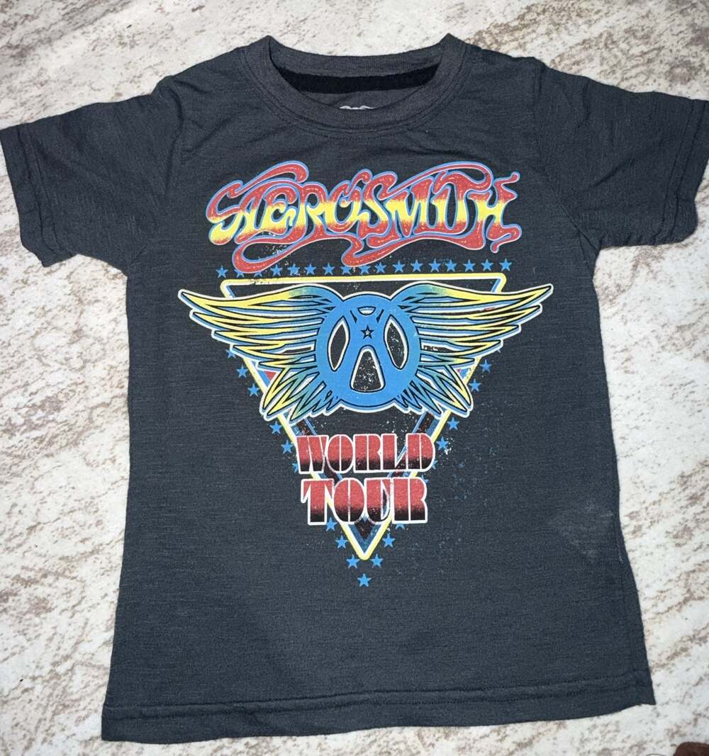 3t Aerosmith World Tour Graphic T-Shirt Charcoal Gray
